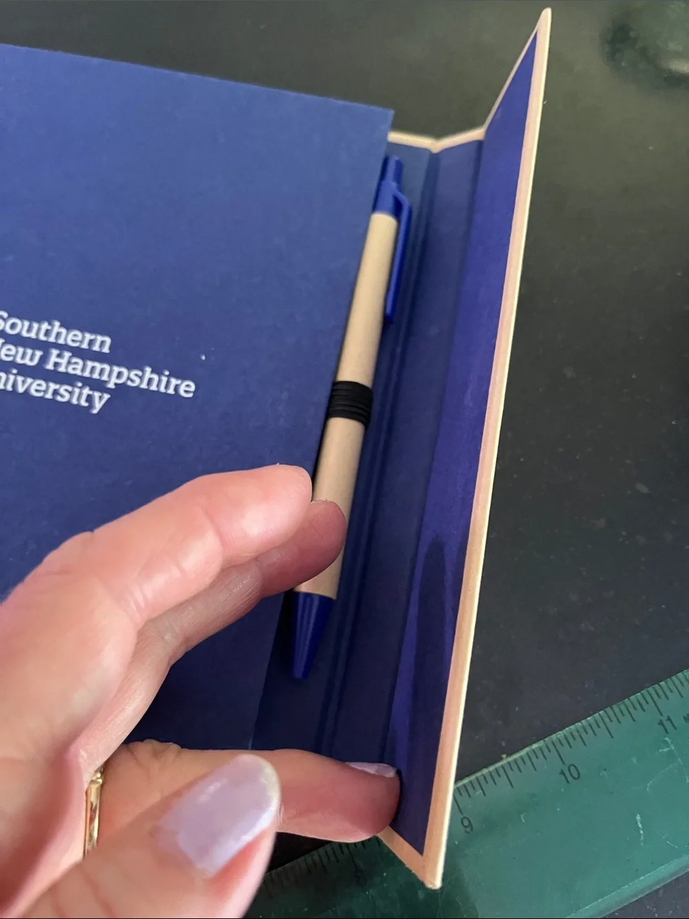 Blue Spiral Notebook with Tan Elastic SNHU